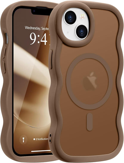 Pepmune for iPhone 16 Pro Max Case Curly Wavy Frame Translucent, Burgundy