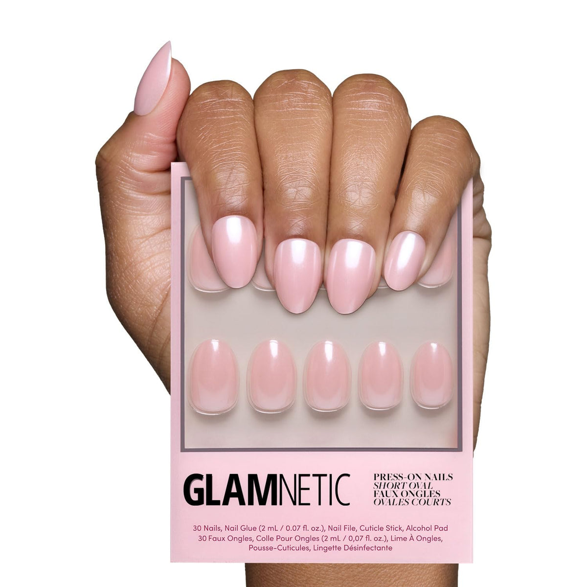 Glamnetic Press On Nails, Short Almond Glossy, Fake Nails 24pc Nail Kit