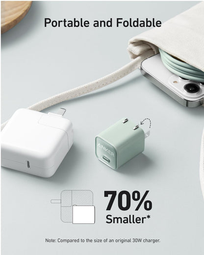 Anker Nano Phone Charger, 30W Portble and Foldable USB C GaN Charger