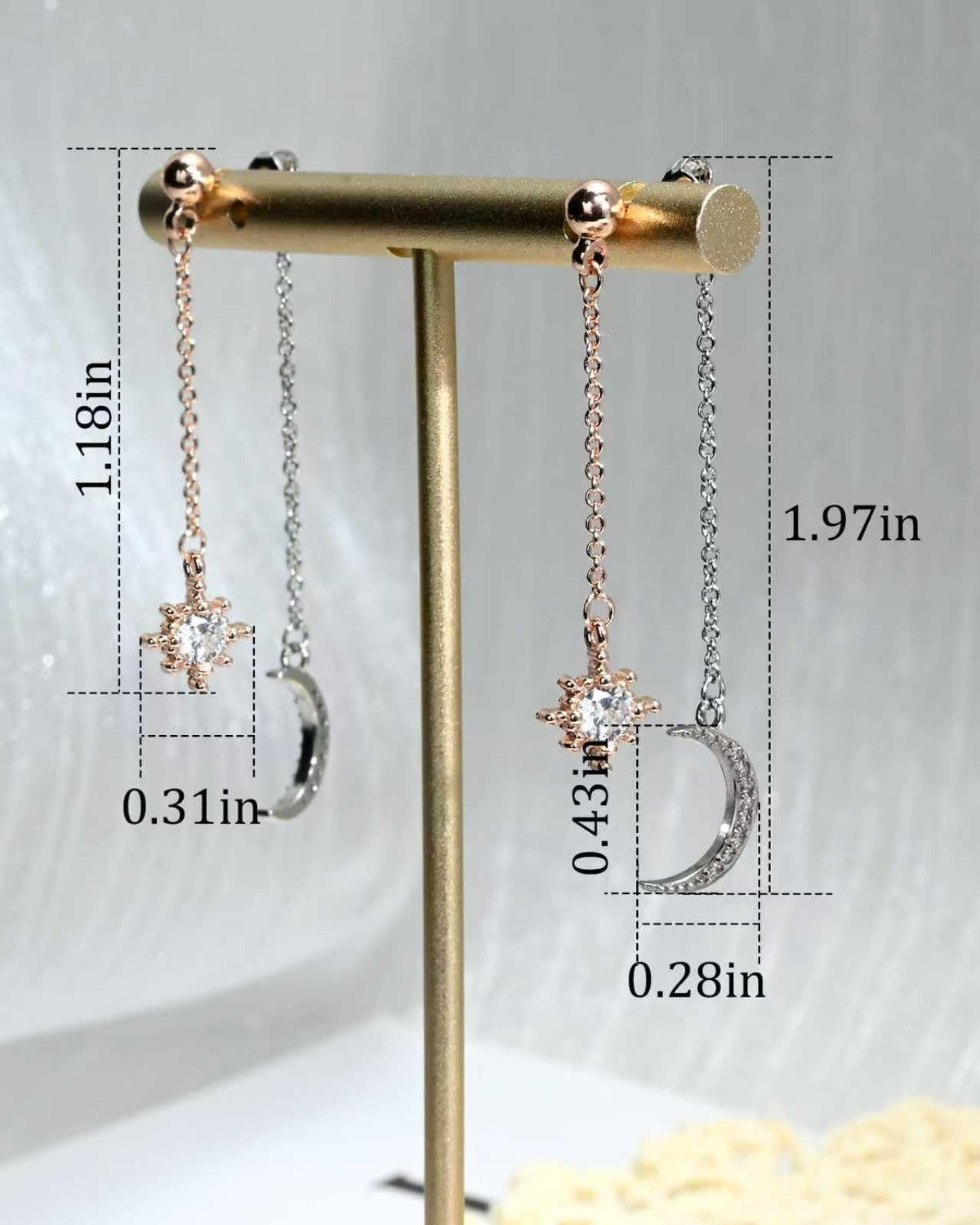 Moon and Star Dangle Earrings