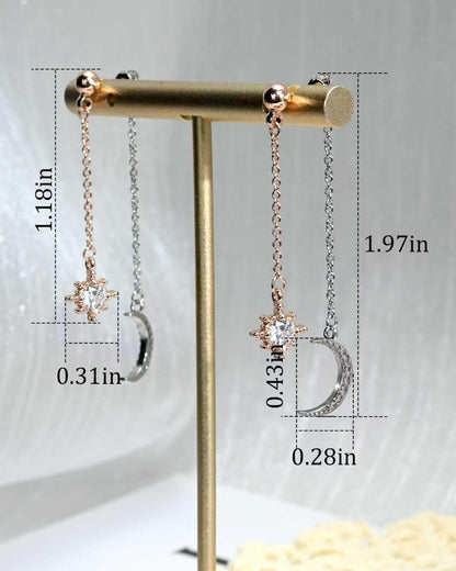 Moon and Star Dangle Earrings