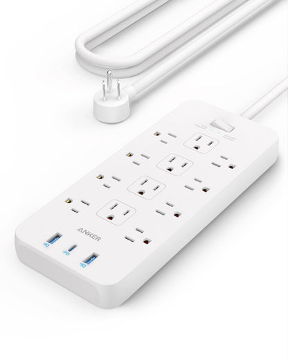 Anker Power Strip with 2100J Surge Protector, Outlet Extender, 20W, 12 AC