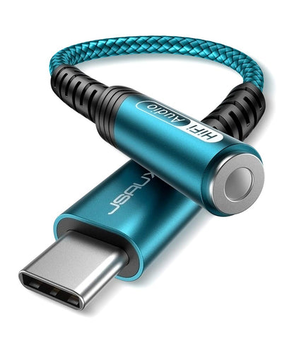 JSAUX 2 Pack USB C to 3.5mm Audio Adapter, Smart DAC Headset Dongle, Black