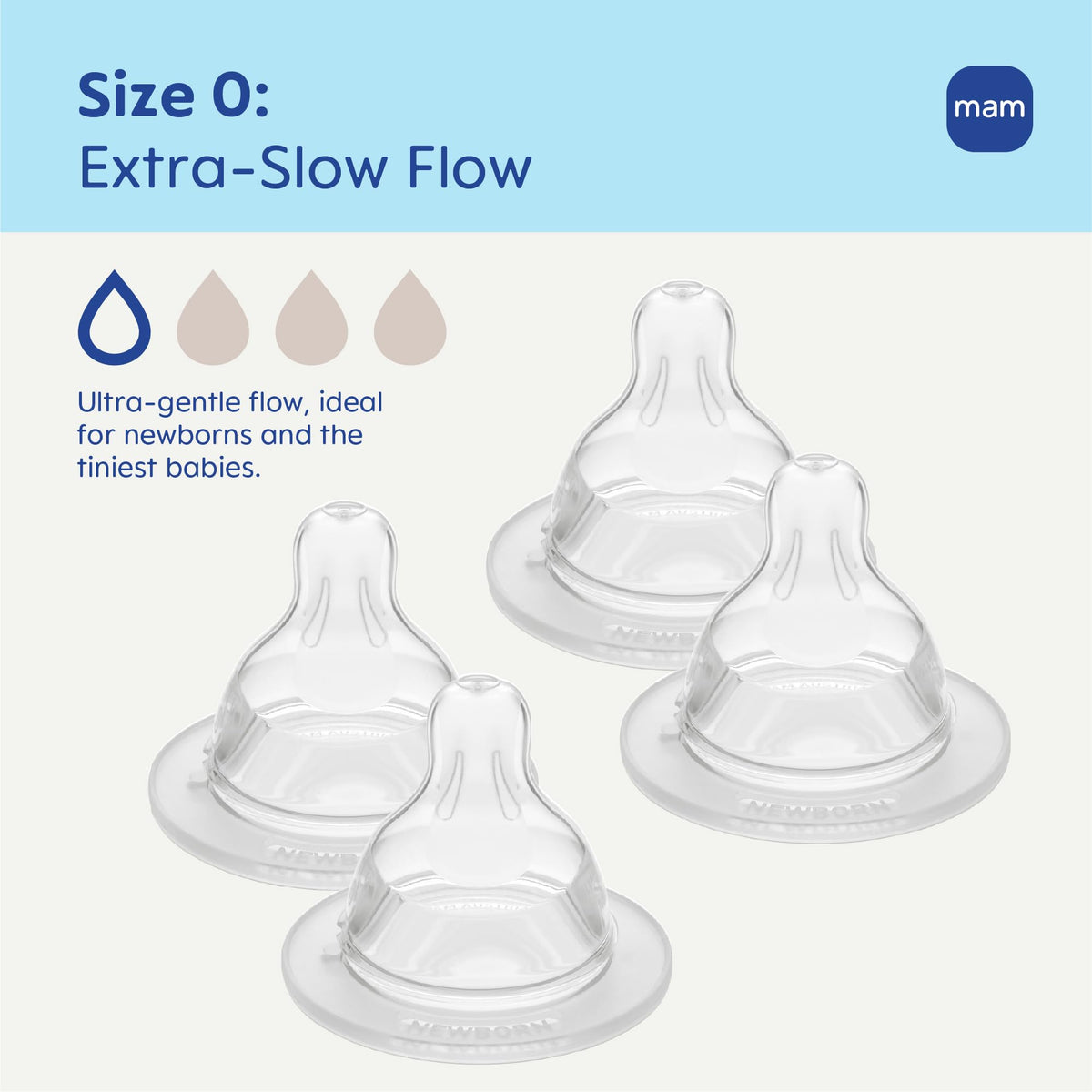 MAM Baby Bottle Anti-Colic Medium Flow Nipples, Fits All MAM Bottles, 2 Pk