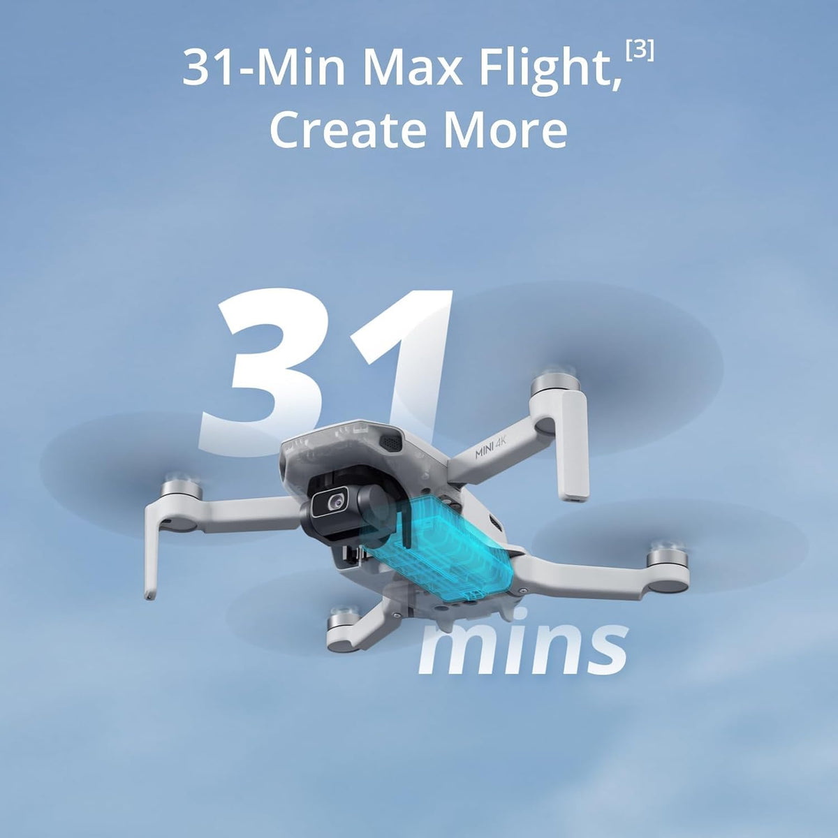 DJI Mini 4k Drone with Strobe Light, Landing Gear, Propeller Holder Strap