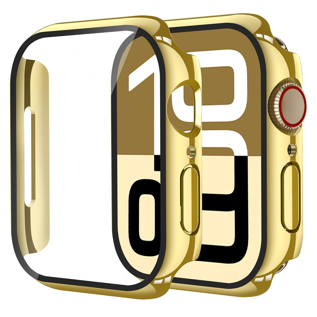 Smiling 2 Pack Case Compatible with Apple Watch Series 9 (2023)/Series 8 /Series 7 45mm with Tempered Glass Screen Protector, Hard PC Case Overall Protective Cover- Starlight