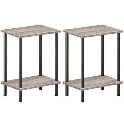 HOOBRO End Table, Small Side Table, Nightstand with 2-Layer Storage Shelves, Sofa Table for Small Spaces, Living Room, Bedroom, Stable Frame, Easy Assembly, Rustic Brown BF09BZ01