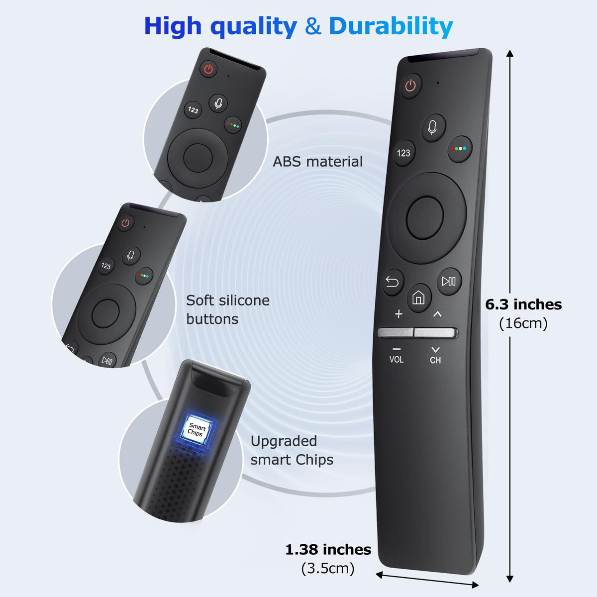 Replacement for Samsung TV Remote, for All 2018-2024 Samsung Remote Control for Smart TV with Voice Control. No Solarcell. 2-Year Warranty.