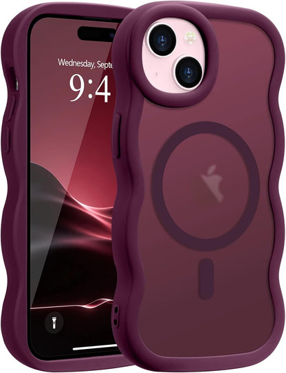 Pepmune for iPhone 16 Pro Max Case Curly Wavy Frame Translucent, Burgundy