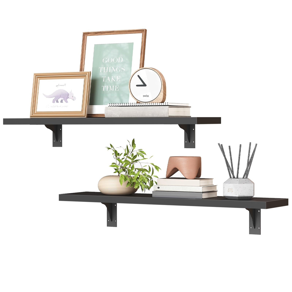 HOOBRO Floating Shelves for Wall, 15.7" Wall Mounted Shelves Set of 2