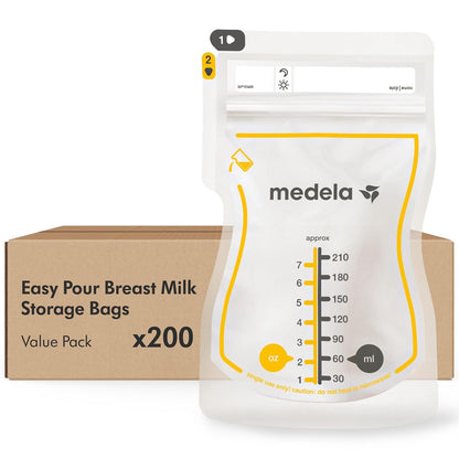 Medela Easy Pour Breast Milk Storage Bags, 200 Count, 7 oz/210 ml