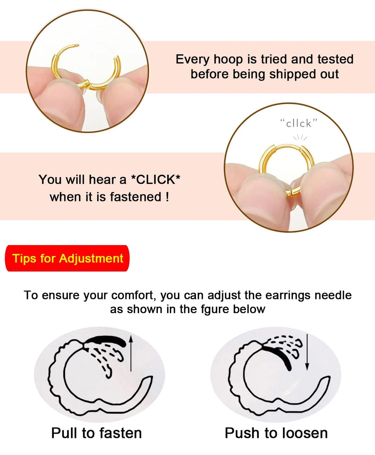 CZ Huggie Hoop Earrings, Stainless Steel Small Hoop Earrings
