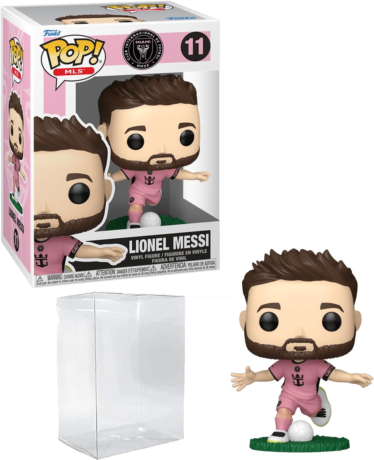 Lionel Messi #11 Pink Uniform Funko POP! Soccer Inter Miami CF Figurine Bundle with HOFSM Protector Case