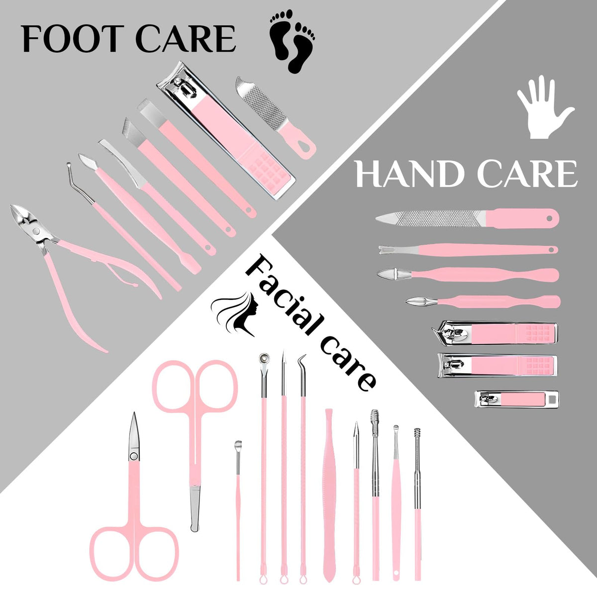 MINKINH Nail Clippers Set Manicure Pedicure Kit, 26-Piece Stainless Steel