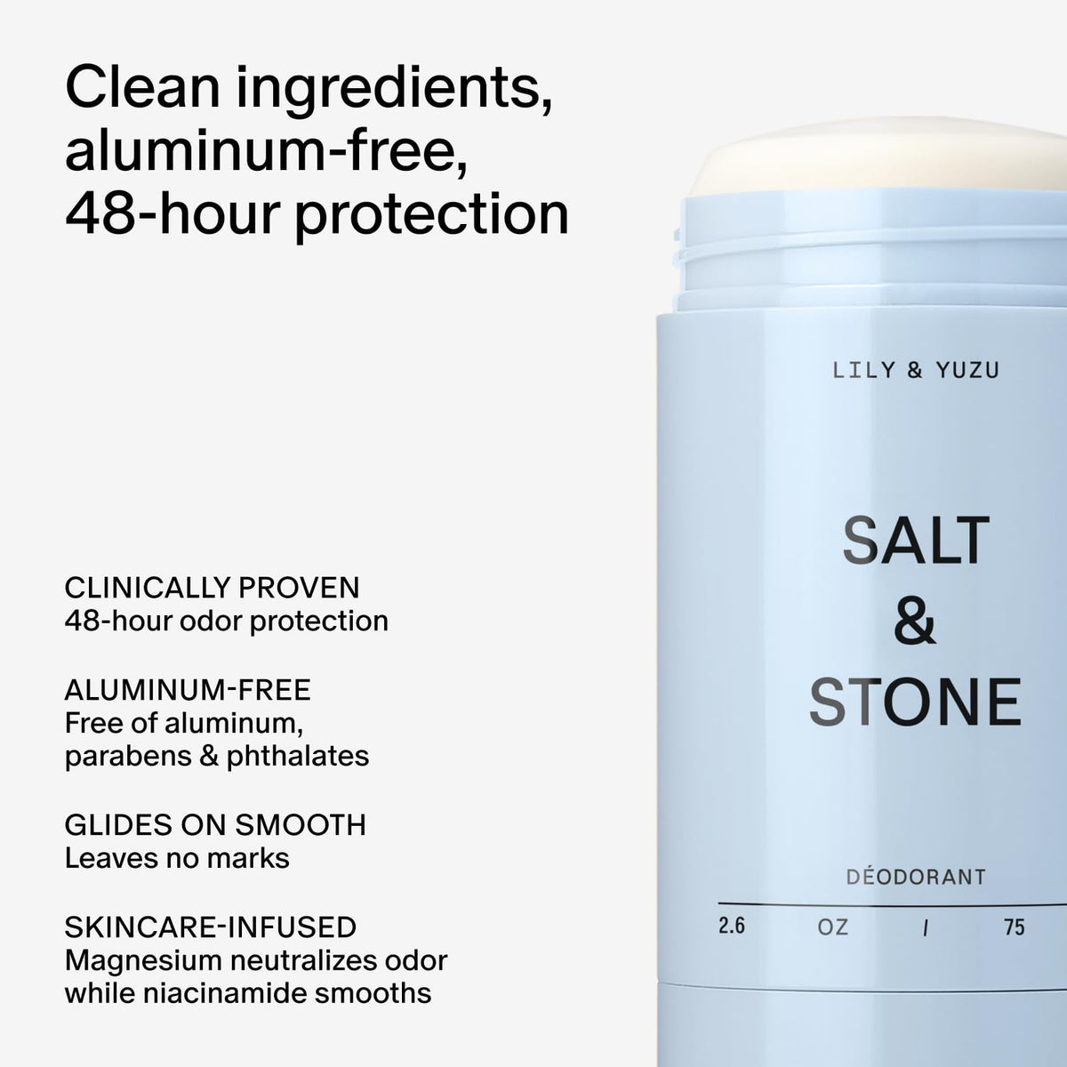 Salt & Stone Aluminum-Free Deodorant, Women & Men Santal & Vetiver 2.6 oz