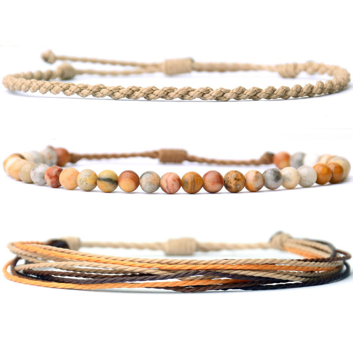 Mezcla Vida Handmade Natural Stone Beaded Healing Bracelet Gift for Men Adjustable Rope String Bracelet