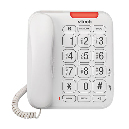 Vtech SA3100 Corded Senior Phone for Elderly with High-Contrast Large Buttons,Multilingual Talking Digits,Visual Ringer,Speed Dial,Speakerphone,No AC Power,Earpiece and Speakerphone Volume Control