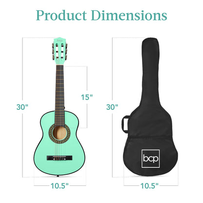 Best Choice Products 30in Kids Acoustic Guitar, All-in-One Beginner Starter Kit w/Strap, Case, Extra Strings, Rosette Inlay - Pink