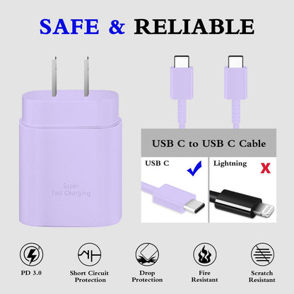 Type C Charger Fast Charging 2-Pack 25W Long 6FT USB C Cable