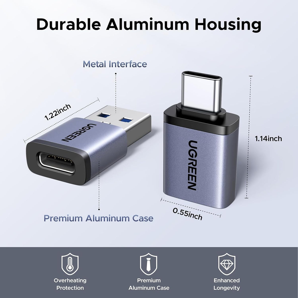 UGREEN USB to USB C Adapter Combo 4-Pack, 10Gbps USB C Converter Space Gray