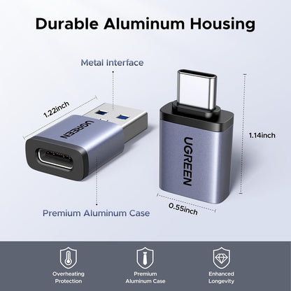 UGREEN USB to USB C Adapter Combo 4-Pack, 10Gbps USB C Converter Space Gray