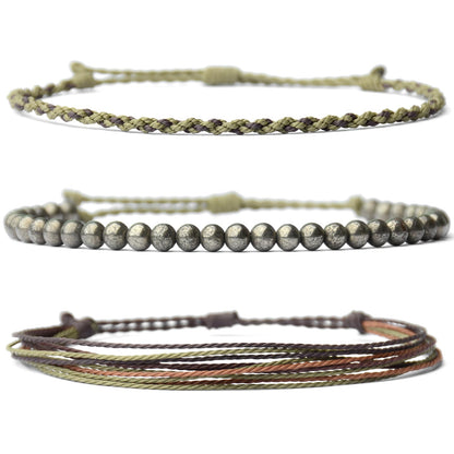 Mezcla Vida Handmade Natural Stone Beaded Healing Bracelet Gift for Men Adjustable Rope String Bracelet