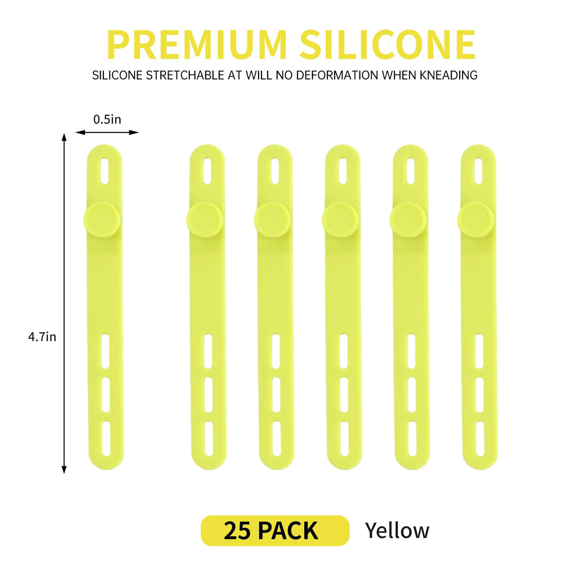 25 Pcs Silicone Cable Ties, Cable Ties Reusable, High Elasticity Cord Wraps for Electrical Cords, Cord Organizer for Earphone, Phone Charger(White)