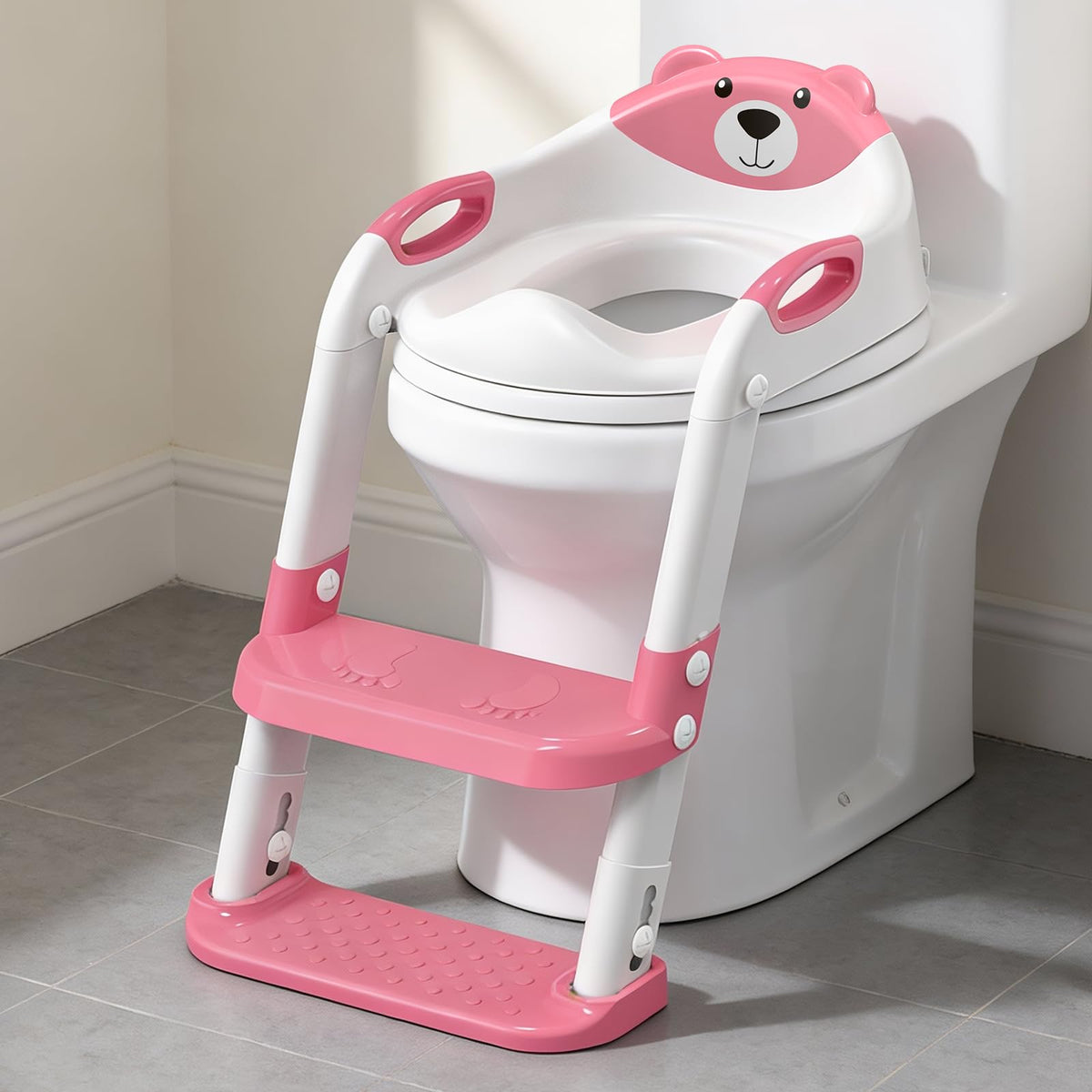 Potty Training Toilet for Toddlers, 2-in-1 Potty Training seat, Anti-Slip (Chocolate, Bear)