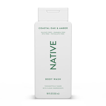 Native Clean Body Wash for Women & Men, Powder & Cotton Scent, 18 fl oz