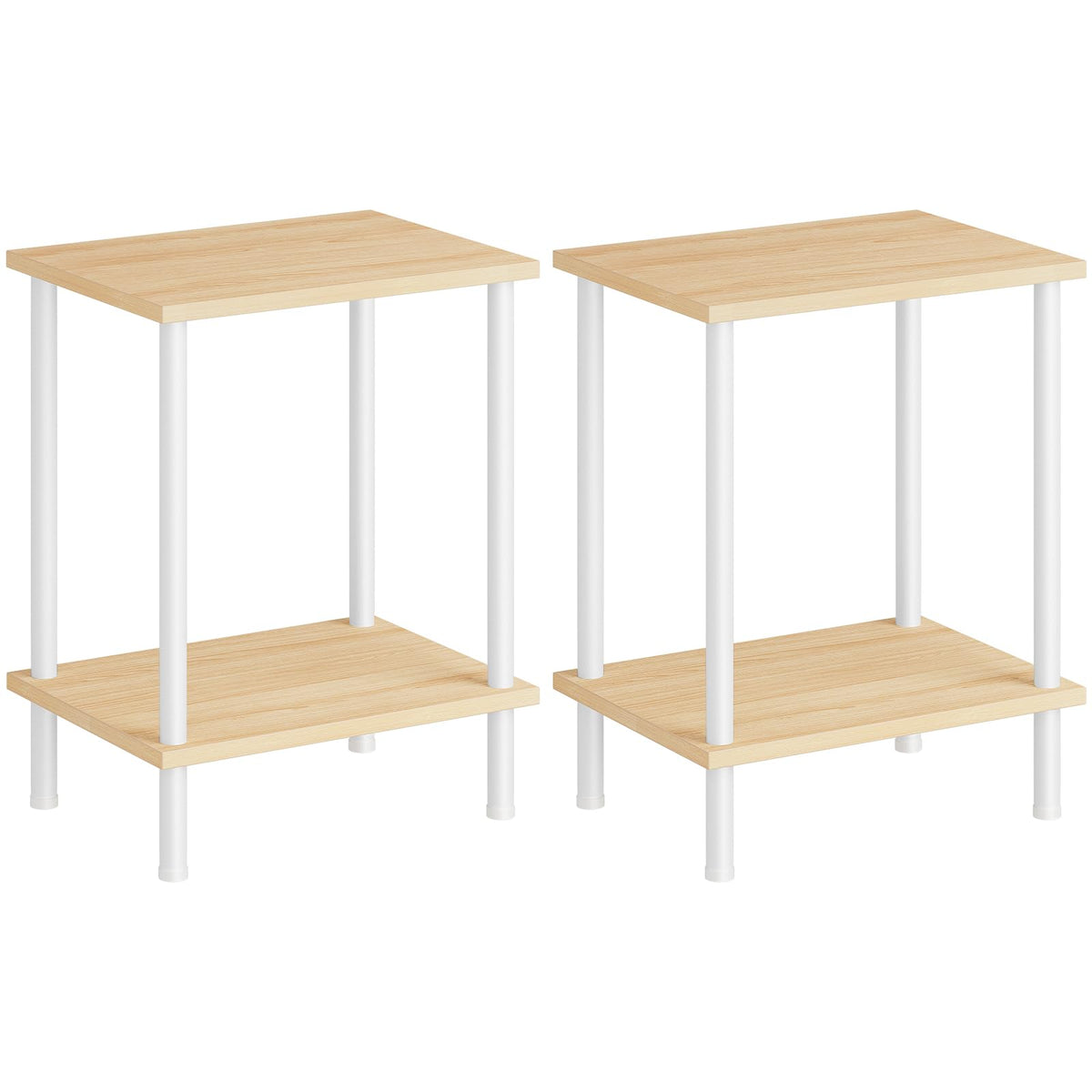HOOBRO End Table, Small Side Table, Nightstand with 2-Layer Storage Shelves, Sofa Table for Small Spaces, Living Room, Bedroom, Stable Frame, Easy Assembly, Rustic Brown BF09BZ01