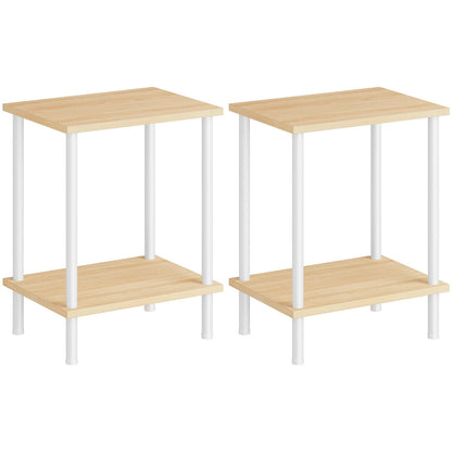 HOOBRO End Table, Small Side Table, Nightstand with 2-Layer Storage Shelves, Sofa Table for Small Spaces, Living Room, Bedroom, Stable Frame, Easy Assembly, Rustic Brown BF09BZ01