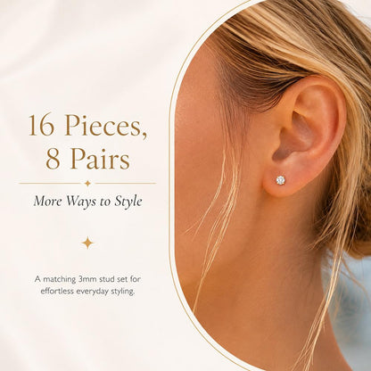 10 Pairs Small Stud Earrings for Women Hypoallergenic Multiple Piercings