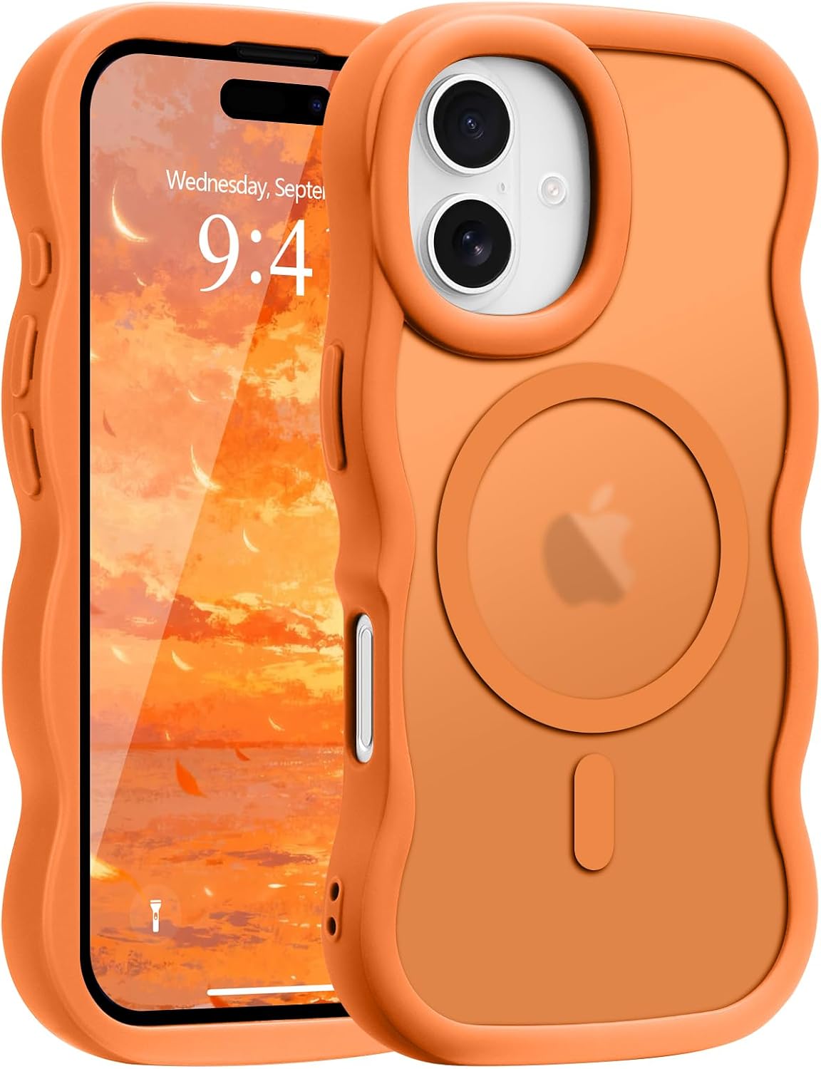 Pepmune for iPhone 16 Pro Max Case Curly Wavy Frame Translucent, Burgundy