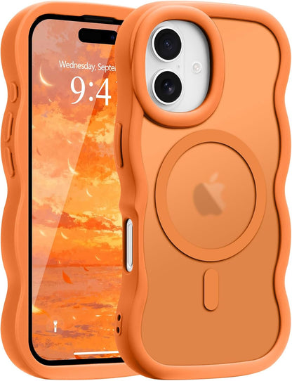 Pepmune for iPhone 16 Pro Max Case Curly Wavy Frame Translucent, Burgundy