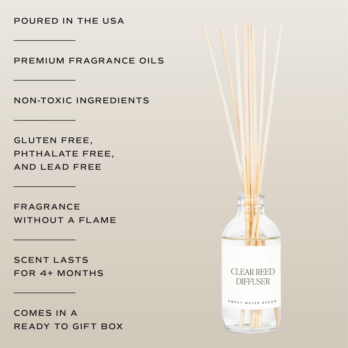 Sweet Water Decor Spa Day Reed Diffuser Set - Sea Salt, Jasmine, Wood, and Cream Scented Diffuser - Relaxing Spa Scent Diffusers for Home, Long Lasting Fragrance, Made in the USA