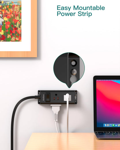 Addtam Flat Plug Extension Cord with 6 Outlet Extender for Cruise Travel