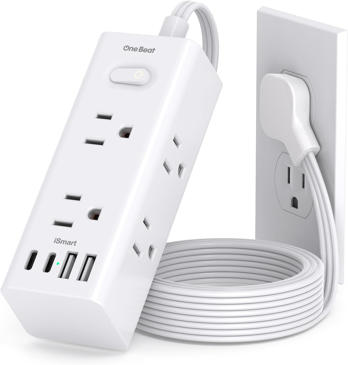 One Beat 5Ft Extension Cord with Multiple Outlets,Flat Plug Power Strip
