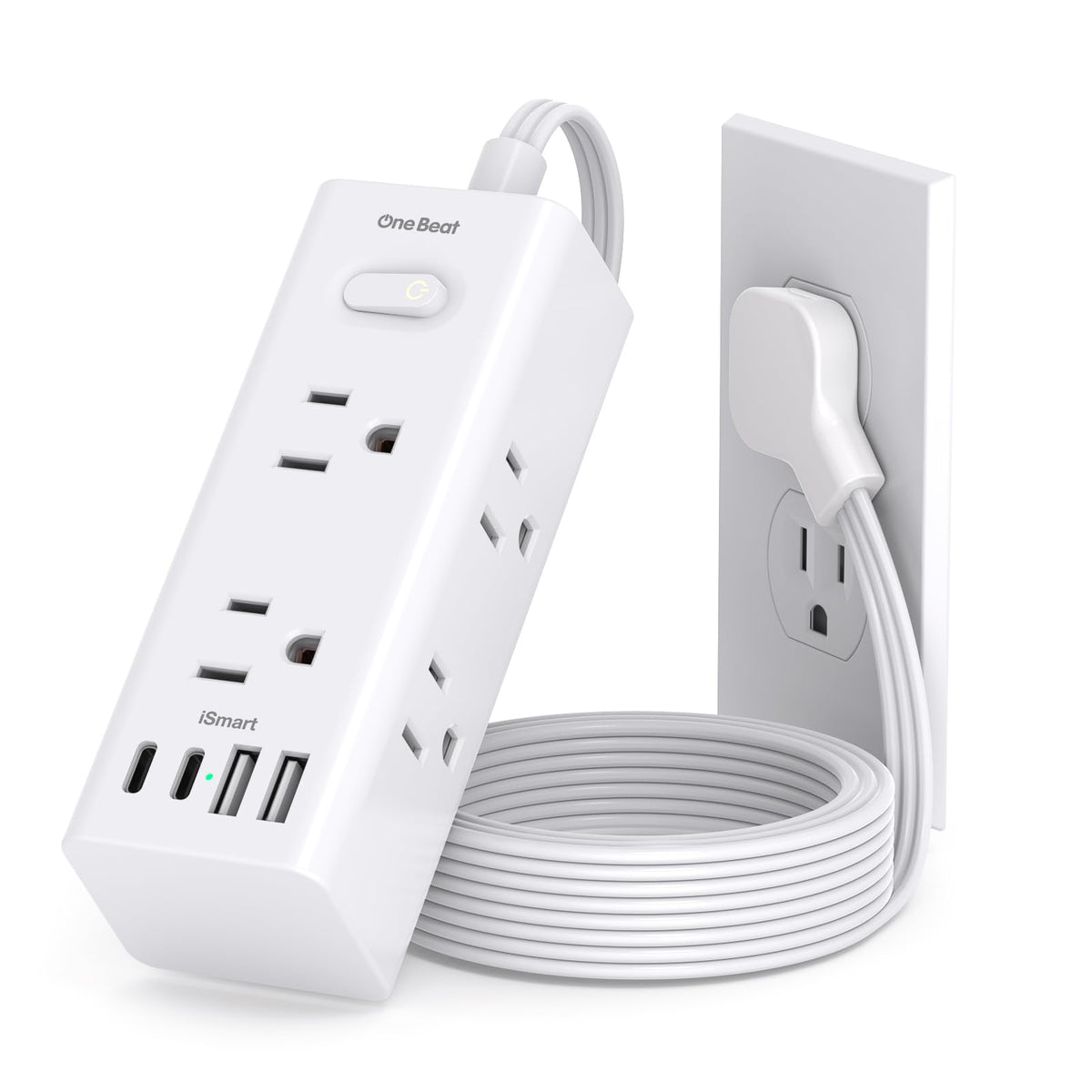 One Beat 5Ft Extension Cord with Multiple Outlets,Flat Plug Power Strip
