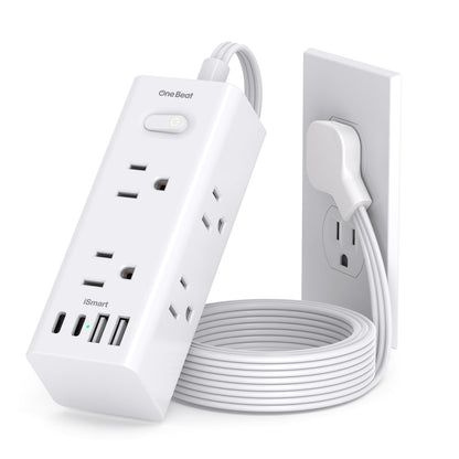 One Beat 5Ft Extension Cord with Multiple Outlets,Flat Plug Power Strip