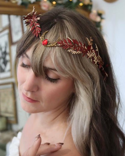 MOSTORY Renaissance Fairy Flower Crown, Woodland Elf Crown Headpiece