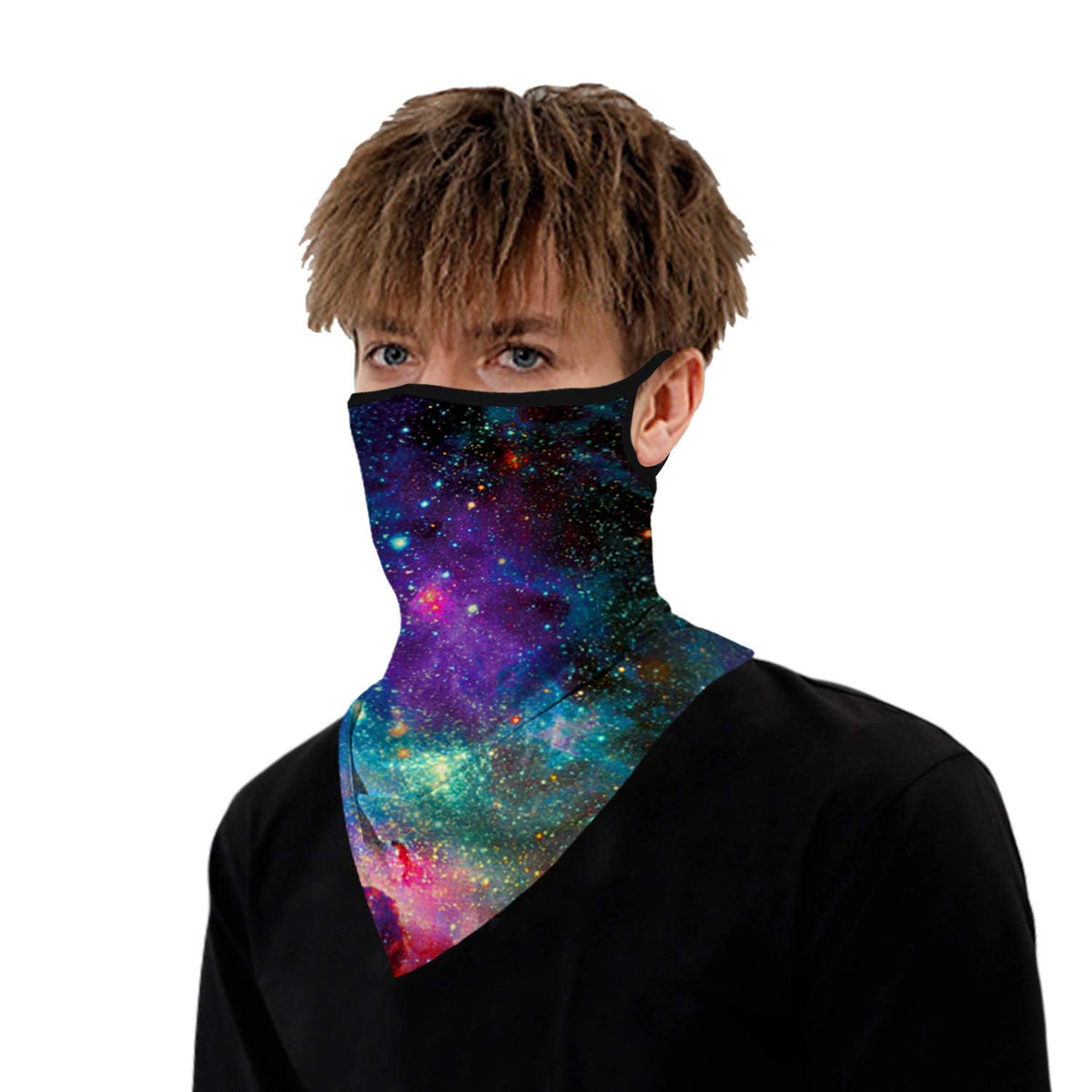 YAYOUREL Neck Gaiter Face Mask Bandanas for Men Women UV Face Scarf Cover Ear Loop Hole Facemask for Fishing Running Cycling