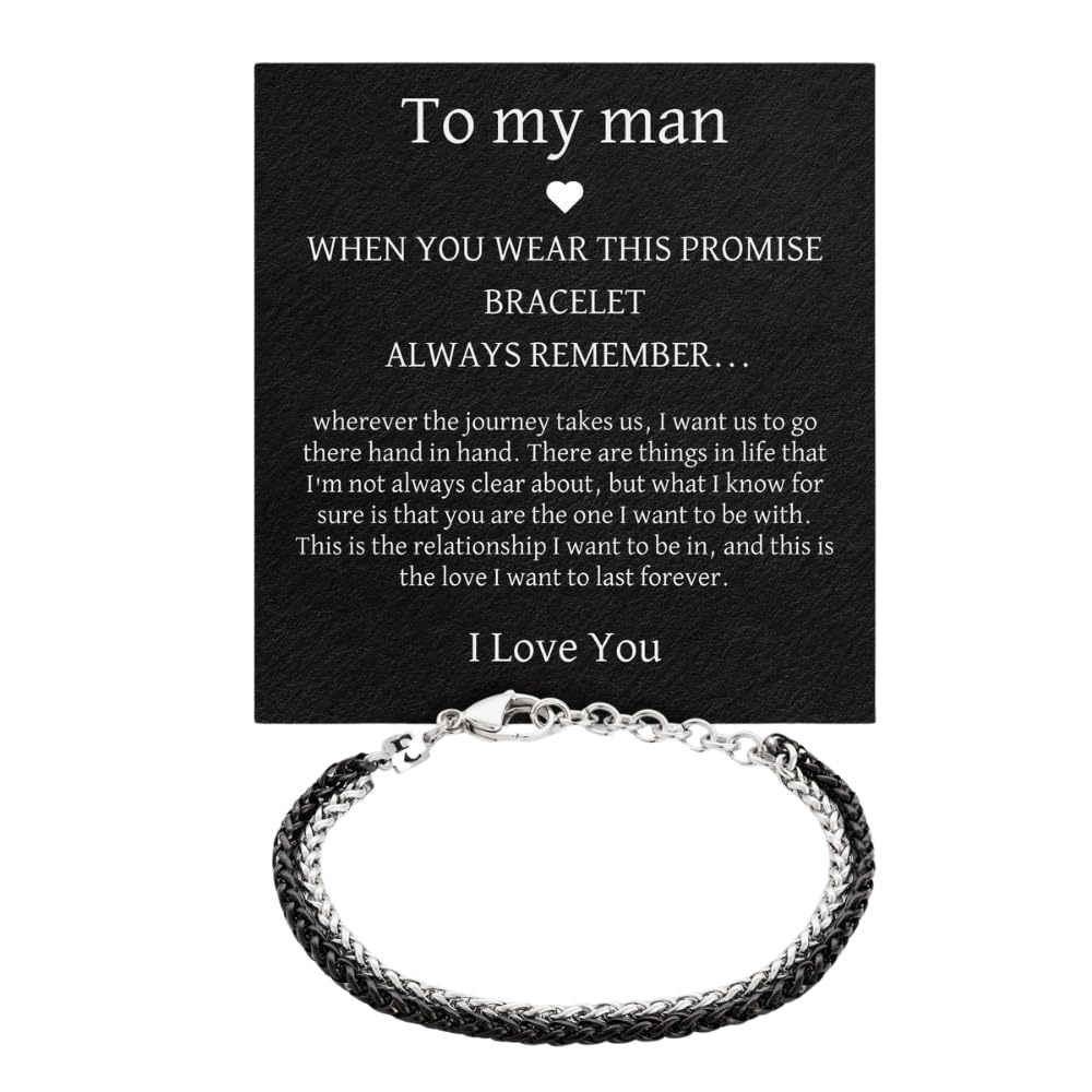 Galis Mens Bracelet - Stainless Steel, Non Tarnish Rope Chain Bracelets, Stylish Fathers Day Gift for Dad, Husband, Boyfriend.