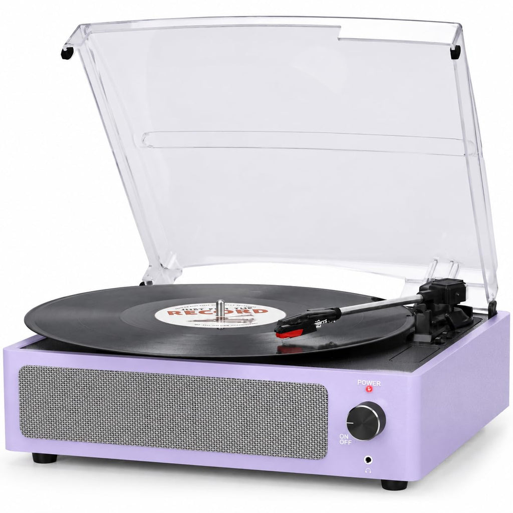 Seasonlife® Record Player for Vinyl Turntable with Speakers,Pale Purple