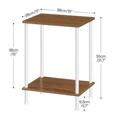 HOOBRO End Table, Small Side Table, Nightstand with 2-Layer Storage Shelves, Sofa Table for Small Spaces, Living Room, Bedroom, Stable Frame, Easy Assembly, Rustic Brown BF09BZ01
