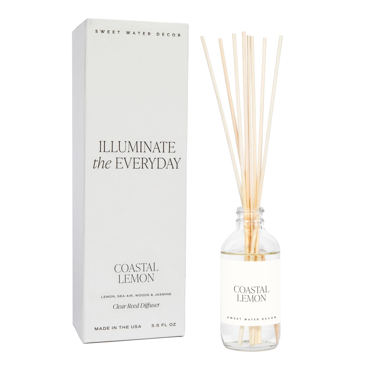 Sweet Water Decor Spa Day Reed Diffuser Set - Sea Salt, Jasmine, Wood, and Cream Scented Diffuser - Relaxing Spa Scent Diffusers for Home, Long Lasting Fragrance, Made in the USA