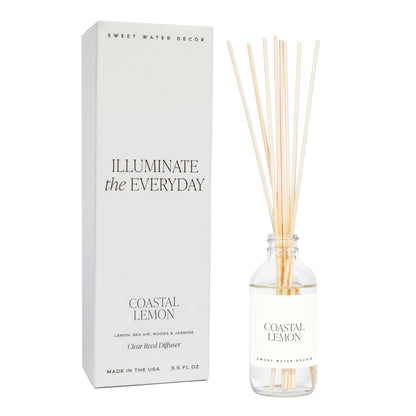 Sweet Water Decor Spa Day Reed Diffuser Set - Sea Salt, Jasmine, Wood, and Cream Scented Diffuser - Relaxing Spa Scent Diffusers for Home, Long Lasting Fragrance, Made in the USA