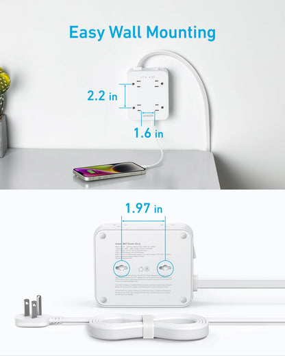 Anker Power Strip with 2000J Surge Protector, Outlet Extender, 20W, 8AC