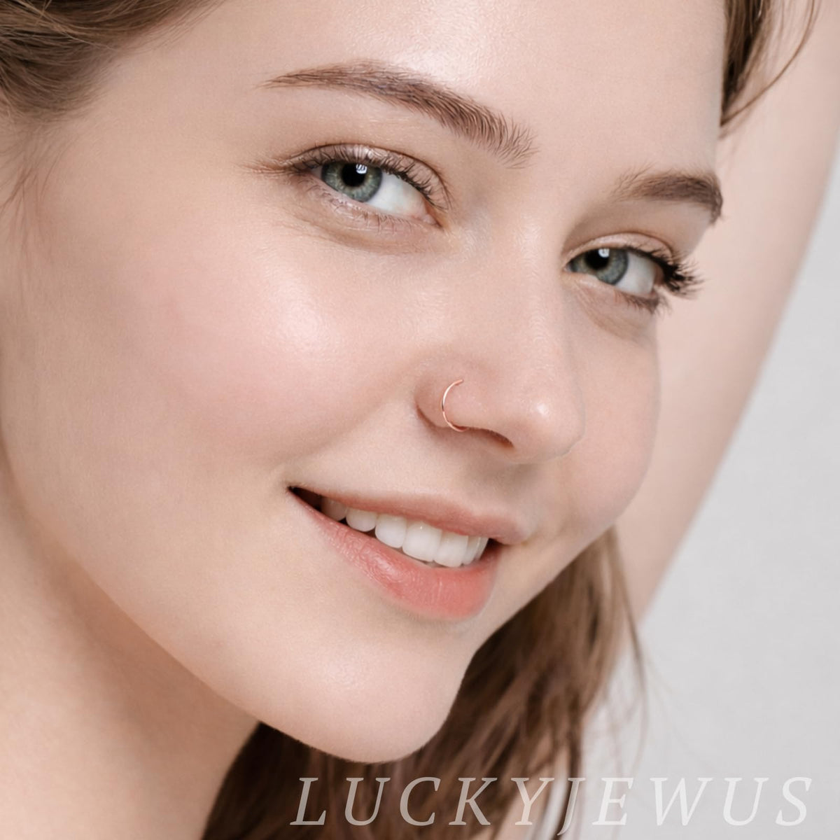 Small Thin Gold or Sterling Silver Nose Ring Hoop for Women, 20G/22G/24G