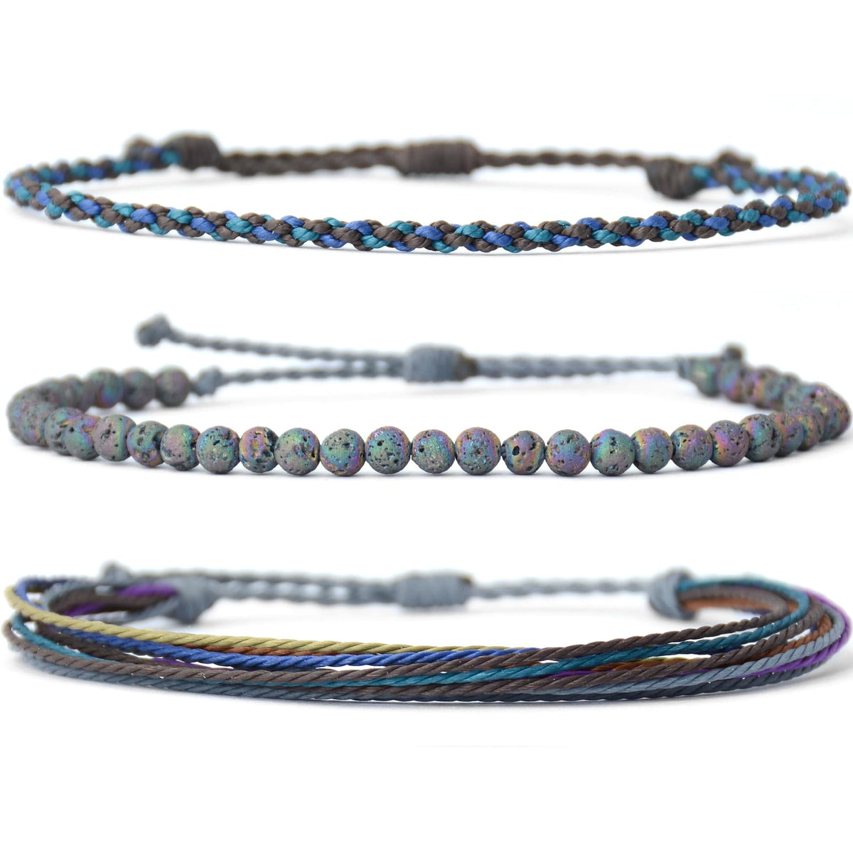 Mezcla Vida Handmade Natural Stone Beaded Healing Bracelet Gift for Men Adjustable Rope String Bracelet