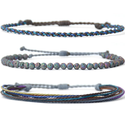 Mezcla Vida Handmade Natural Stone Beaded Healing Bracelet Gift for Men Adjustable Rope String Bracelet